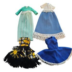 Vintage Barbie Handmade Dress Outfit Bundle 70s Retro Doll Clothes Mod Preppy